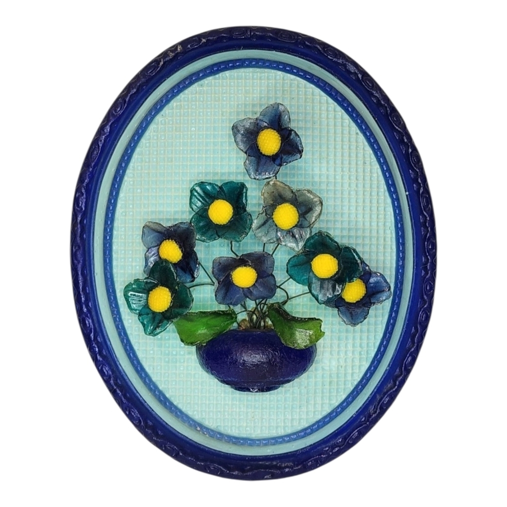 MCM Acrylic Lucite Wire Flower Sculpture Wall Hanging Art Wondermold Blue Canada